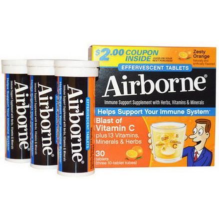 AirBorne, Effervescent Tablets, Zesty Orange, 30 Tablets