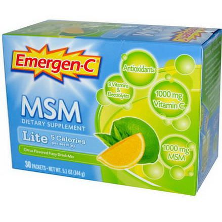 Alacer, Emergen-C, MSM, Lite, Citrus Flavored Fizzy Drink Mix, 30 Packets 144g