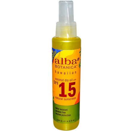 Alba Botanica, Coconut Dry Oil with SPF 15, Natural Sunscreen 133ml