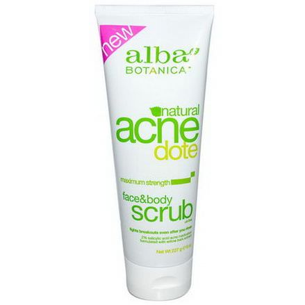 Alba Botanica, Natural Acne Dote, Face&Body Scrub, Oil-Free 227g