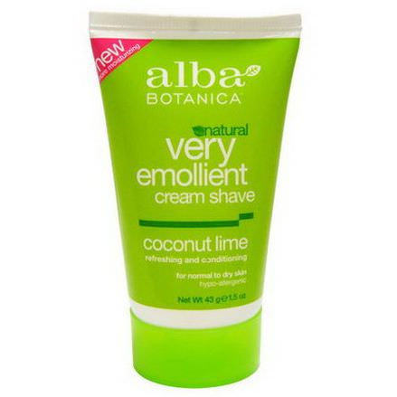 Alba Botanica, Natural Very Emollient Cream Shave, Coconut Lime 43g