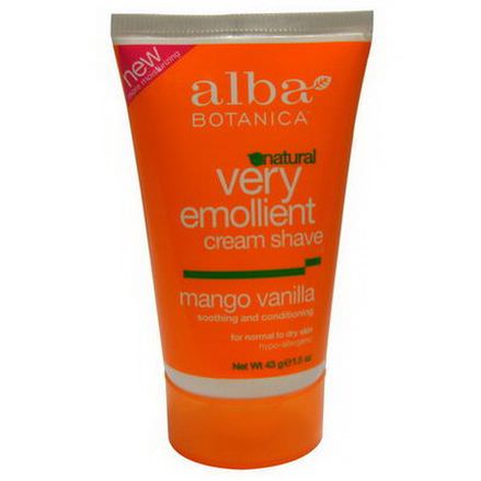 Alba Botanica, Natural Very Emollient Cream Shave, Mango Vanilla 43g