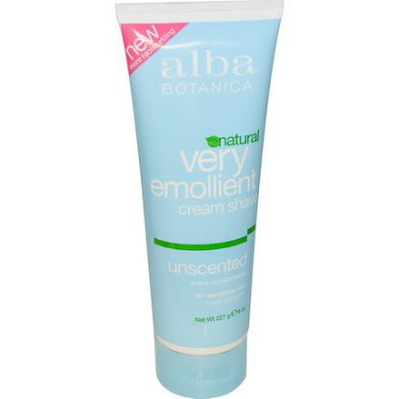 Alba Botanica, Natural Very Emollient Cream Shave, Unscented 227g