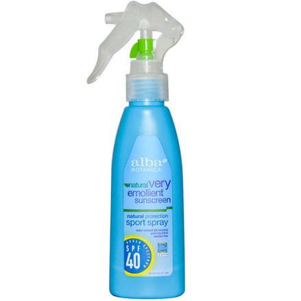 Alba Botanica, Natural Very Emollient Sunscreen, Sport Spray, SPF 40 113g