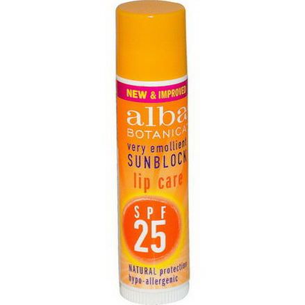 Alba Botanica, Very Emollient Sunblock, Lip Care, SPF 25 4.2g