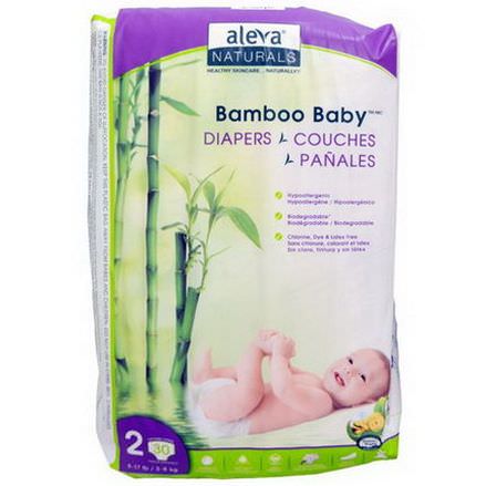 Aleva Naturals, Bamboo Baby Diapers, Size 2 3.8 kg, 30 Disposable Diapers