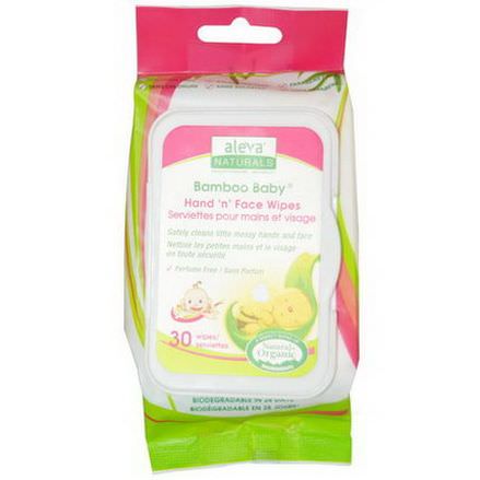 Aleva Naturals, Bamboo Baby, Hand'n'Face Wipes, 30 Wipes 15 x 20 cm