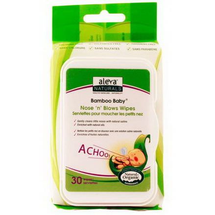 Aleva Naturals, Bamboo Baby, Nose'n'Blows Wipes, 30 Wipes