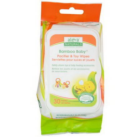 Aleva Naturals, Bamboo Baby, Pacifier&Toy Wipes, 30 Wipes 15 x 20c