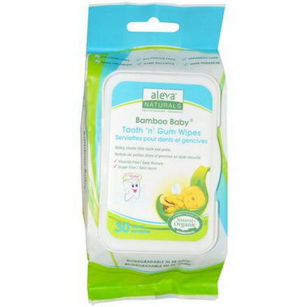 Aleva Naturals, Bamboo Baby, Tooth'n'Gum Wipes, 30 Wipes 15 x 20 cm
