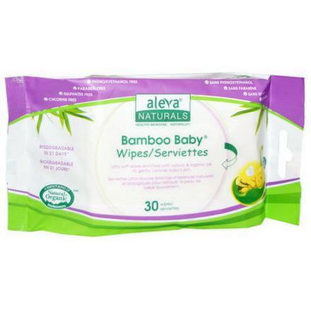 Aleva Naturals, Bamboo Baby Wipes, 30 Wipes, 15 x 20 cm
