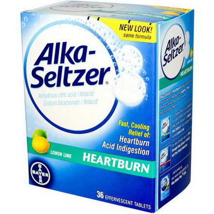 Alka-Seltzer, Heartburn Antacid, Lemon Lime, 36 Effervescent Tablets