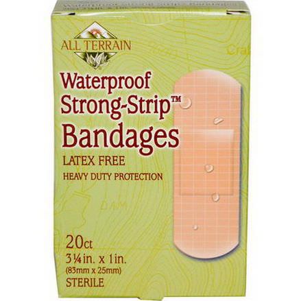 All Terrain, Waterproof Strong-Strip Bandages, Latex Free, 20 Count