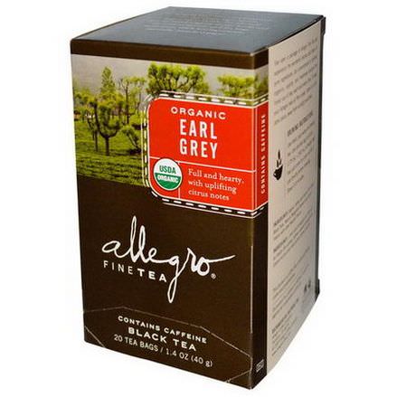 Allegro Fine Tea, Organic, Black Tea, Earl Grey, 20 Tea Bags 40g