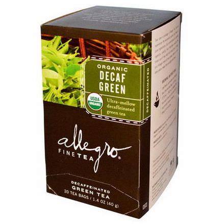 Allegro Fine Tea, Organic, Decaf Green Tea, 20 Tea Bags 40g