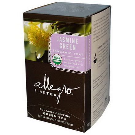 Allegro Fine Tea, Organic Jasmine Green Tea, 20 Tea Bags 30g