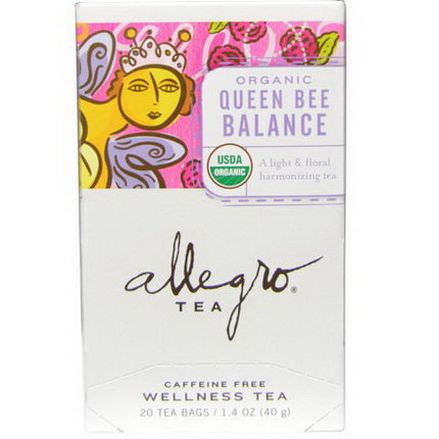 Allegro Fine Tea, Organic Queen Bee Balance Tea, Caffeine Free, 20 Tea Bags 40g