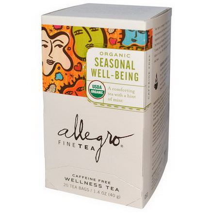 Allegro Fine Tea, Organic Seasonal Well-Being Tea, Caffeine Free, 20 Tea Bags 40g
