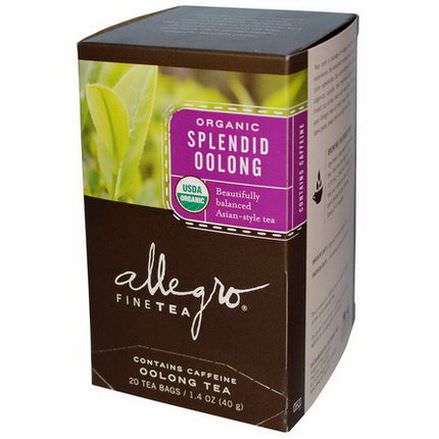Allegro Fine Tea, Organic Splendid Oolong Tea, 20 Tea Bags 40g