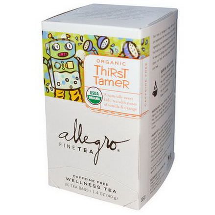 Allegro Fine Tea, Organic Thirst Tamer Tea, Caffeine Free, 20 Tea Bags 40g