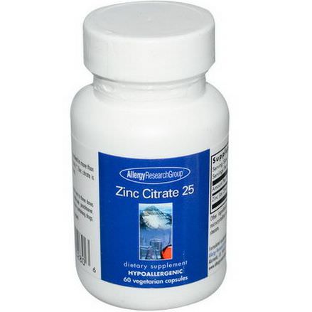 Allergy Research Group, Zinc Citrate 25, 60 Veggie Caps