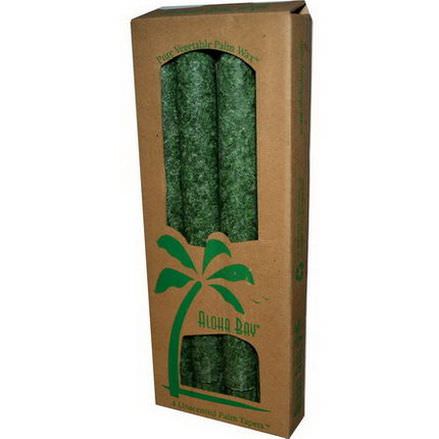 Aloha Bay, Palm Wax Taper Candles, Unscented, Green, 4 Pack 23 cm Each