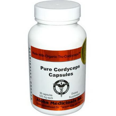 Aloha Medicinals Inc. Pure Cordyceps Capsules, 525mg, 90 Capsules