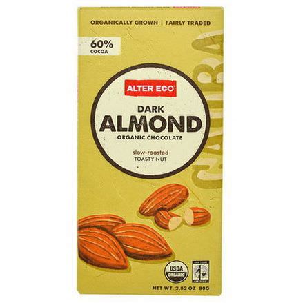 Alter Eco, Organic Chocolate, Dark Almond 80g