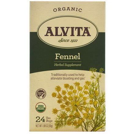Alvita Teas, Organic, Fennel Tea, Caffeine Free, 24 Tea Bags 56g