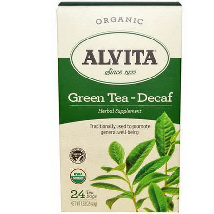 Alvita Teas, Organic Green Tea - Decaf, 24 Tea Bags 43g