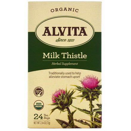 Alvita Teas, Organic, Milk Thistle Tea, Caffeine Free, 24 Tea Bags 72g