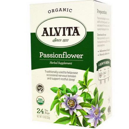 Alvita Teas, Organic Passionflower Tea, Caffeine Free, 24 Tea Bags 32g