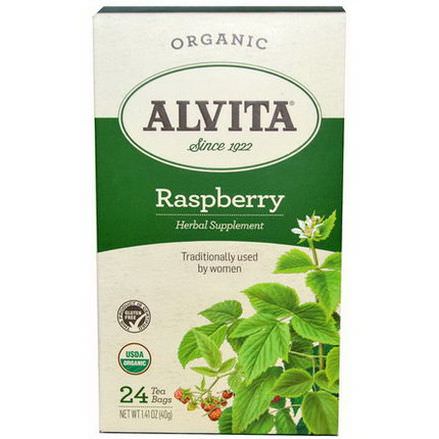 Alvita Teas, Organic Raspberry, Caffeine Free, 24 Tea Bags 40g