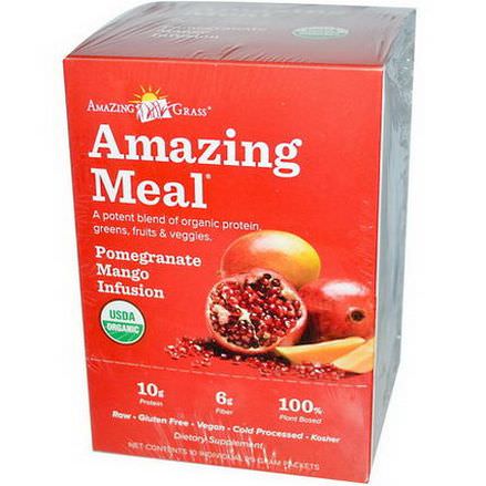 Amazing Grass, Amazing Meal, Pomegranate Mango Infusion, 10 Individual Packets, 29g Each