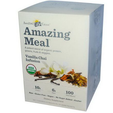 Amazing Grass, Amazing Meal, Vanilla Chai Infusion, 10 Individual Packets, 24g Each