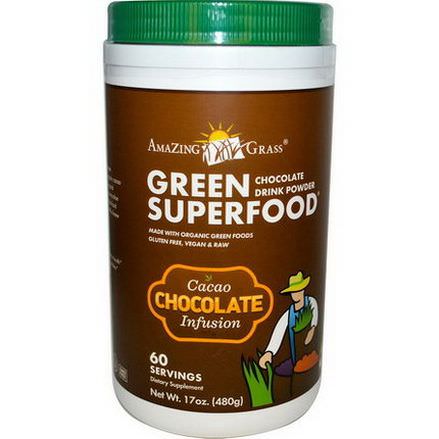 Amazing Grass, Green SuperFood, Chocolate Drink Powder, Cacao Infusion 480g