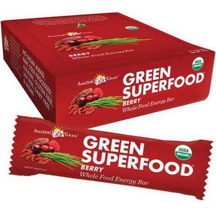 Amazing Grass, Green Superfood, Whole Food Energy Bar, Berry, 12 Bars 60g Each