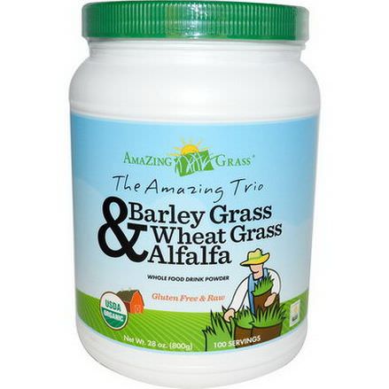 Amazing Grass, The Amazing Trio, Barley Grass&Wheat Grass&Alfalfa, Whole Food Drink Powder 800g
