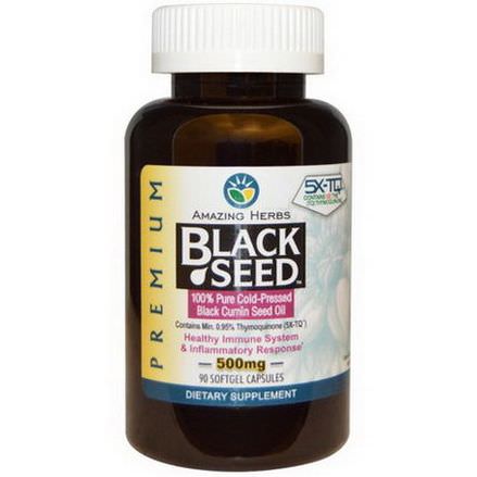 Amazing Herbs, Black Seed, 500mg, 90 Softgel Capsules