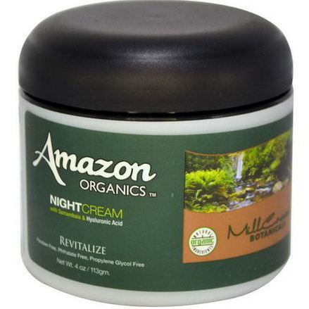 Amazon Organics, Night Cream, With Samambaia&Hyaluronic Acid, Revitalize 113g