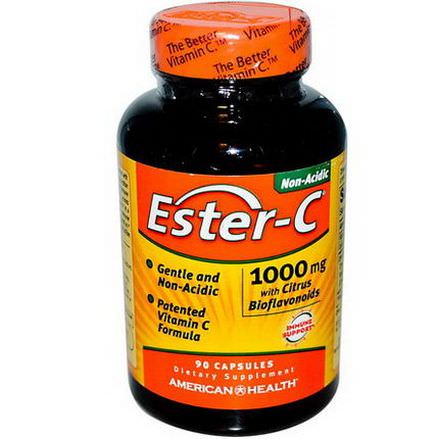 American Health, Ester-C with Citrus Bioflavonoids, 1000mg, 90 Capsules