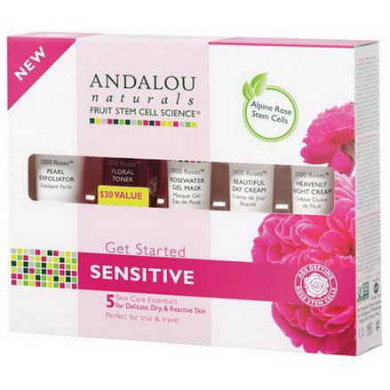 Andalou Naturals, 1000 Roses, Get Started Kit, Sensitive, 5 Piece Kit