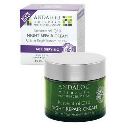Andalou Naturals, Night Repair Cream, Resveratrol Q10, Age-Defying 50ml