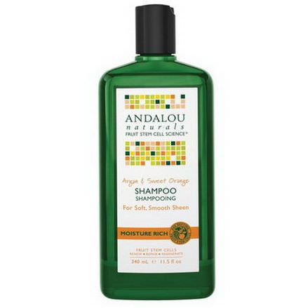 Andalou Naturals, Shampoo, Moisture Rich, Argan&Sweet Orange 340ml
