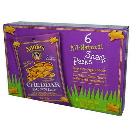 Annie's Homegrown, Cheddar Bunnies, All-Natural Baked Snack Crackers, 6 Packs 28g Each