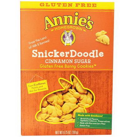 Annie's Homegrown, Gluten Free Bunny Cookies, SnickerDoodle, Cinnamon Sugar 191g