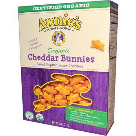 Annie's Homegrown, Organic, Cheddar Bunnies, Baked Snack Crackers 312g