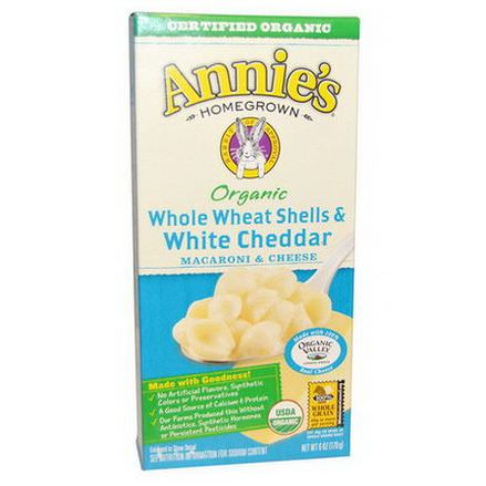 Annie's Homegrown, Organic, Macaroni and Cheese, Whole Wheat Shells and White Cheddar 170g