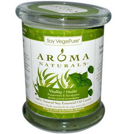 Aroma Naturals, 100% Natural Soy Essential Oil Candle, Vitality, Peppermint&Eucalyptus 260g
