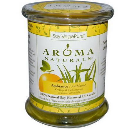 Aroma Naturals, Soy VegePure, 100% Natural Soy Essential Oil Candle, Ambiance, Orange&Lemongrass 260g